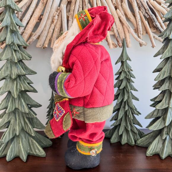 Traditional Cloth Santa Claus w/ Artsy Wool Blend Quilted Patchwork Style, 20" - Picture 8 of 11
